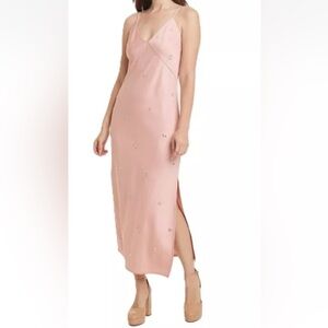 A New Day Dusty Pink Lightweight Deep V-Neck Midi Slip Dress Women Size XL